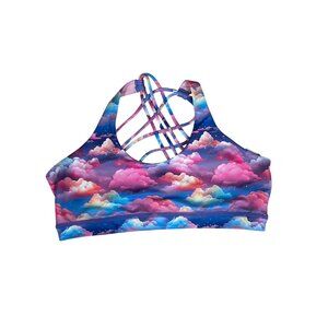 Cloud-Themed Sports Bra With Strappy Back Design XL CVG Multicolor 1926